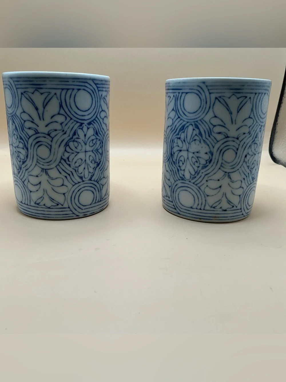 Pier 1 Vintage Blue & White Geometric Mug Set (2)